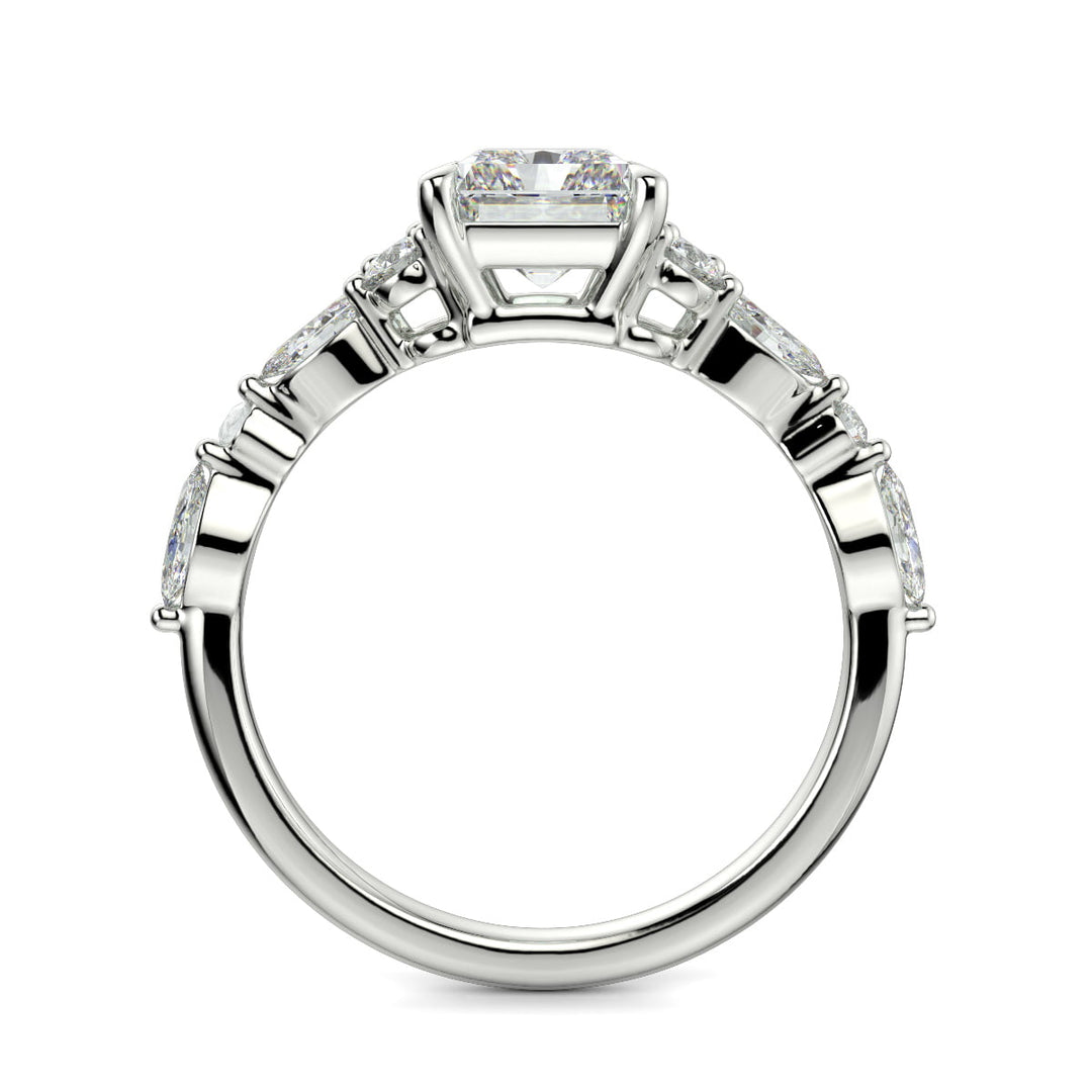 Carissa Radiant Cut Pave Shared Prong Claw Set Engagement Ring Setting