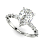 Load image into Gallery viewer, Julija Pear Cut Pave Hidden Halo Shared Prong Engagement Ring
