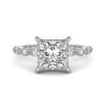 Load image into Gallery viewer, Julija Princess Cut Hidden Halo Shared Prong Claw Set Ring
