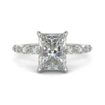 Load image into Gallery viewer, Julija Radiant Cut Pave Hidden Halo Shared Prong Claw Set Ring
