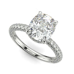 Load image into Gallery viewer, Sonya Cushion Cut Pave Hidden Halo Engagement Ring Setting
