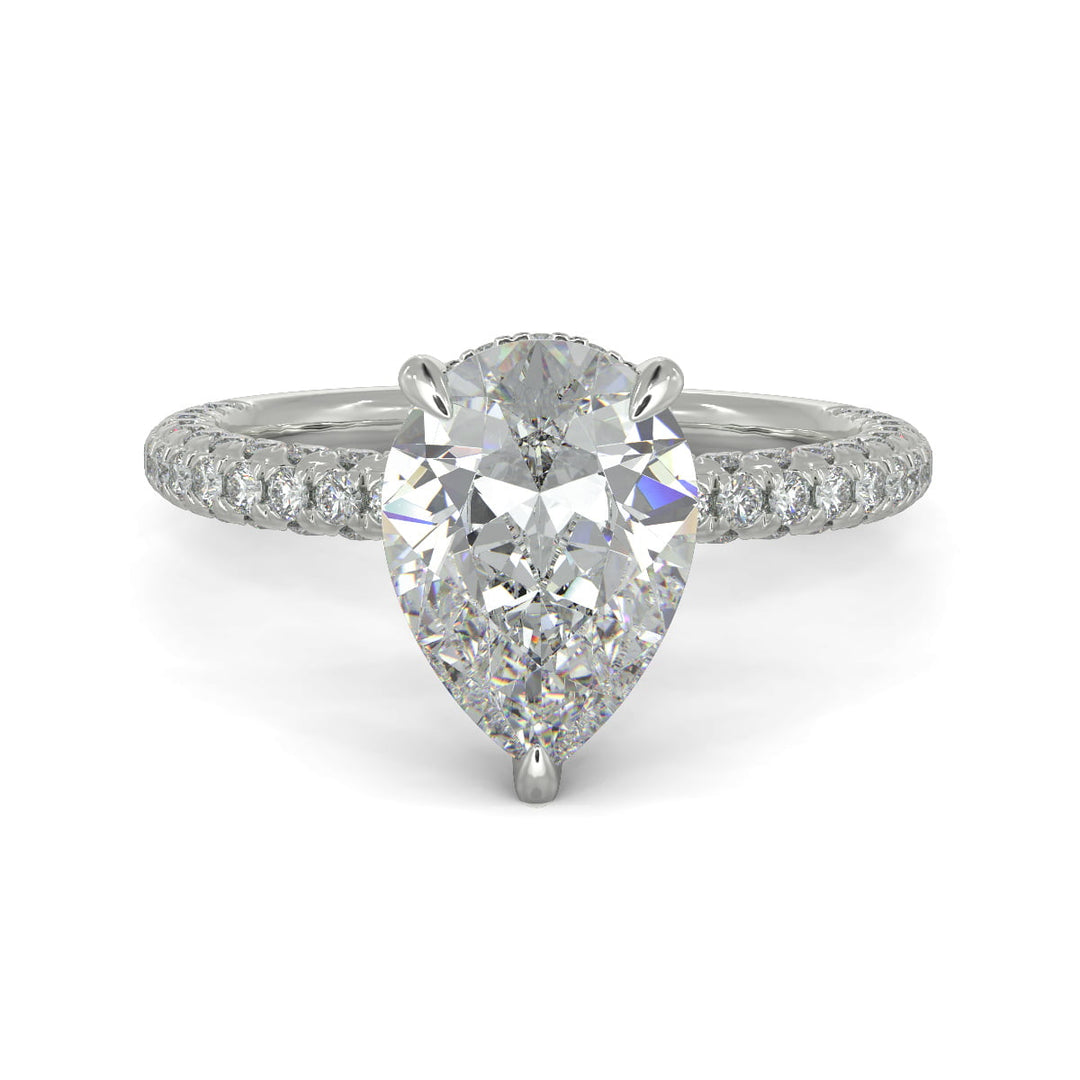 Sonya Pear Cut Pave Hidden Halo Engagement Ring Setting