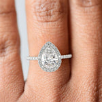 Load image into Gallery viewer, Catalina Pear Cut Pave Halo 4 Prong Claw Set Engagement Ring
