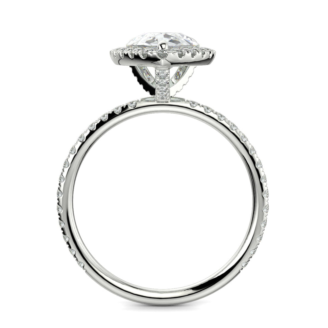 Catalina Pear Cut Pave Halo 4 Prong Claw Set Engagement Ring