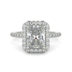 Load image into Gallery viewer, Catalina Radiant Cut Halo 4 Prong Claw Set Engagement Ring
