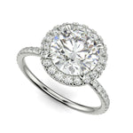 Load image into Gallery viewer, Catalina Round Cut Pave Halo 4 Prong Claw Set Engagement Ring
