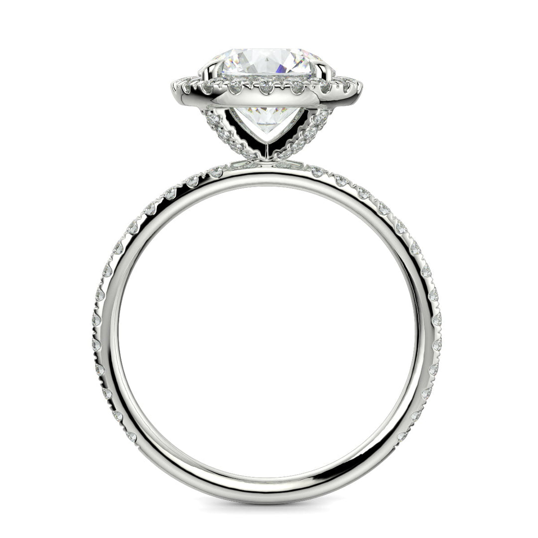 Catalina Round Cut Pave Halo 4 Prong Claw Set Engagement Ring