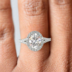 Load image into Gallery viewer, Luciana Oval Cut Halo Split Claw Set Engagement Ring - Nivetta
