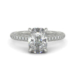 Load image into Gallery viewer, Emilia Cushion Cut Hidden Halo 4 Prong Claw Set Engagement Ring
