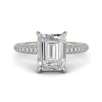 Load image into Gallery viewer, Emilia Emerald Cut Pave Halo 4 Prong Claw Set Engagement Ring
