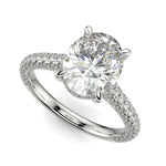 Load image into Gallery viewer, Emilia Oval Cut Pave Hidden Halo 4 Prong Claw Engagement Ring
