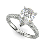 Load image into Gallery viewer, Emilia Pear Cut Pave Hidden Halo 4 Prong Claw Engagement Ring

