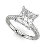 Load image into Gallery viewer, Emilia Princess Cut Pave Halo 4 Prong Claw Set Engagement Ring
