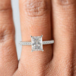 Load image into Gallery viewer, Emilia Radiant Cut Pave Halo 4 Prong Claw Set Engagement Ring
