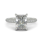 Load image into Gallery viewer, Emilia Radiant Cut Pave Halo 4 Prong Claw Set Engagement Ring
