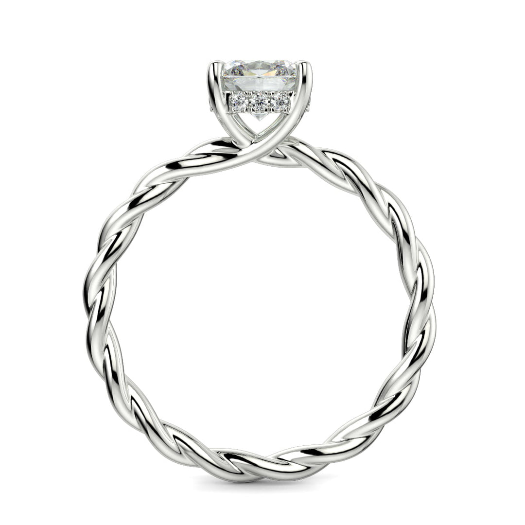 Olivia Cushion Cut Rope Hidden Halo Twist Claw Set Engagement Ring Setting