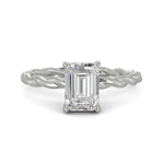 Load image into Gallery viewer, Olivia Emerald Cut Rope Hidden Halo Twist Claw Set Engagement Ring Setting
