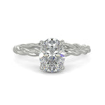 Load image into Gallery viewer, Olivia Oval Cut Rope Hidden Halo Twist Claw Set Engagement Ring Setting
