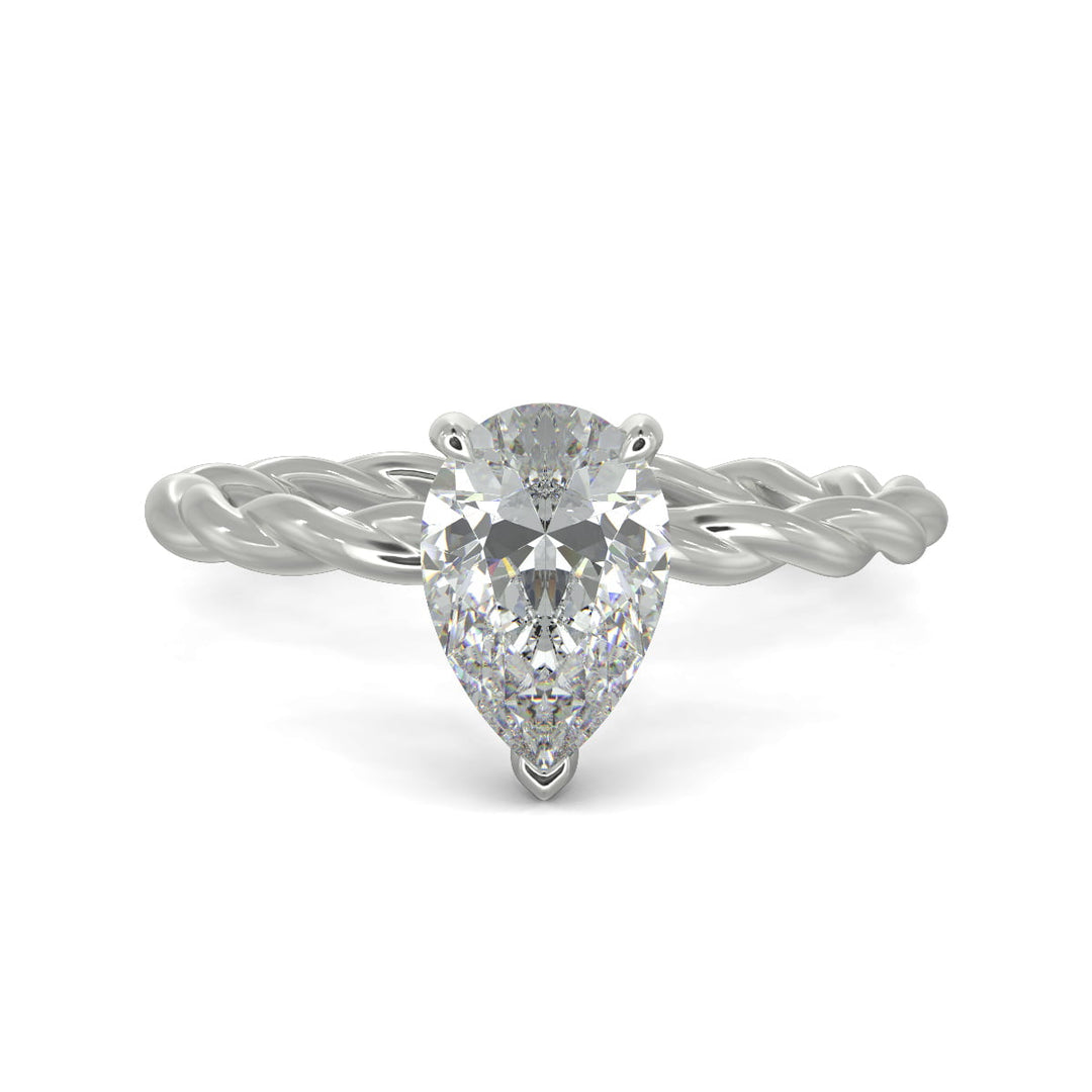 Olivia Pear Cut Rope Hidden Halo Twist Claw Set Engagement Ring Setting