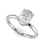 Load image into Gallery viewer, Valeria Oval Cut Hidden Halo Solitaire 4 Prong Claw Set Engagement Ring Setting
