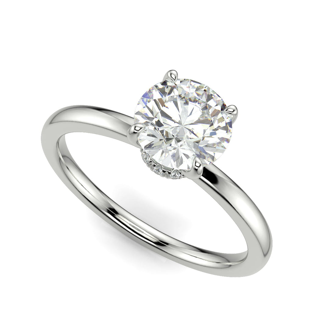 Valeria Round Cut Hidden Halo Solitaire 4 Prong Claw Set Engagement Ring Setting