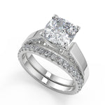 Load image into Gallery viewer, Areli Cathedral Solitaire Cushion Cut Diamond Engagement Ring

