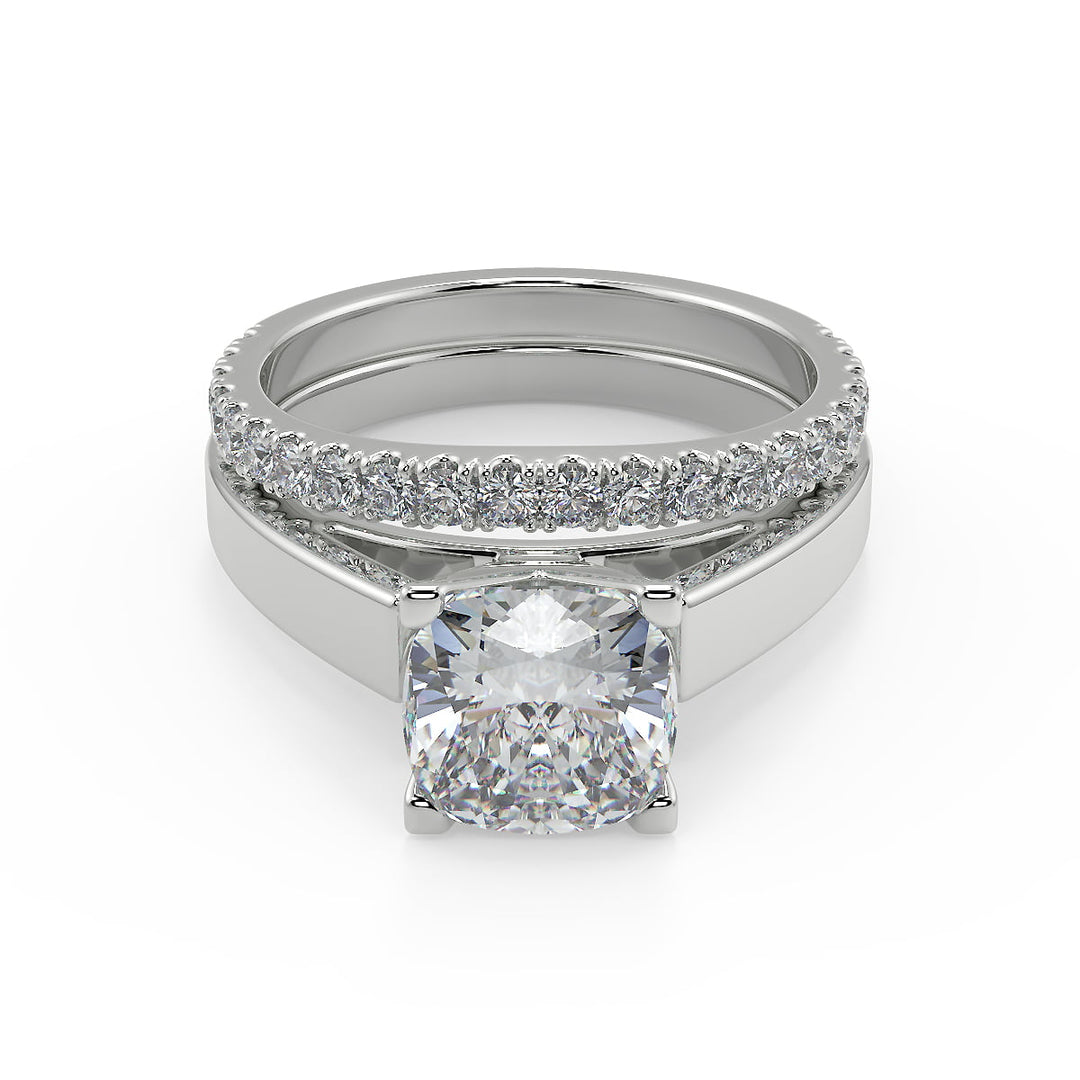 Areli Cathedral Solitaire Cushion Cut Diamond Engagement Ring