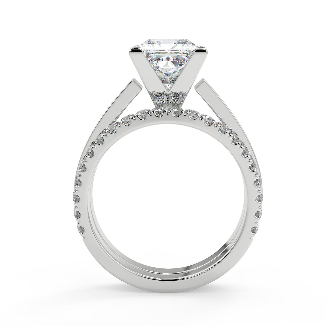 Diana Cathedral Solitaire Princess Cut Diamond Engagement Ring