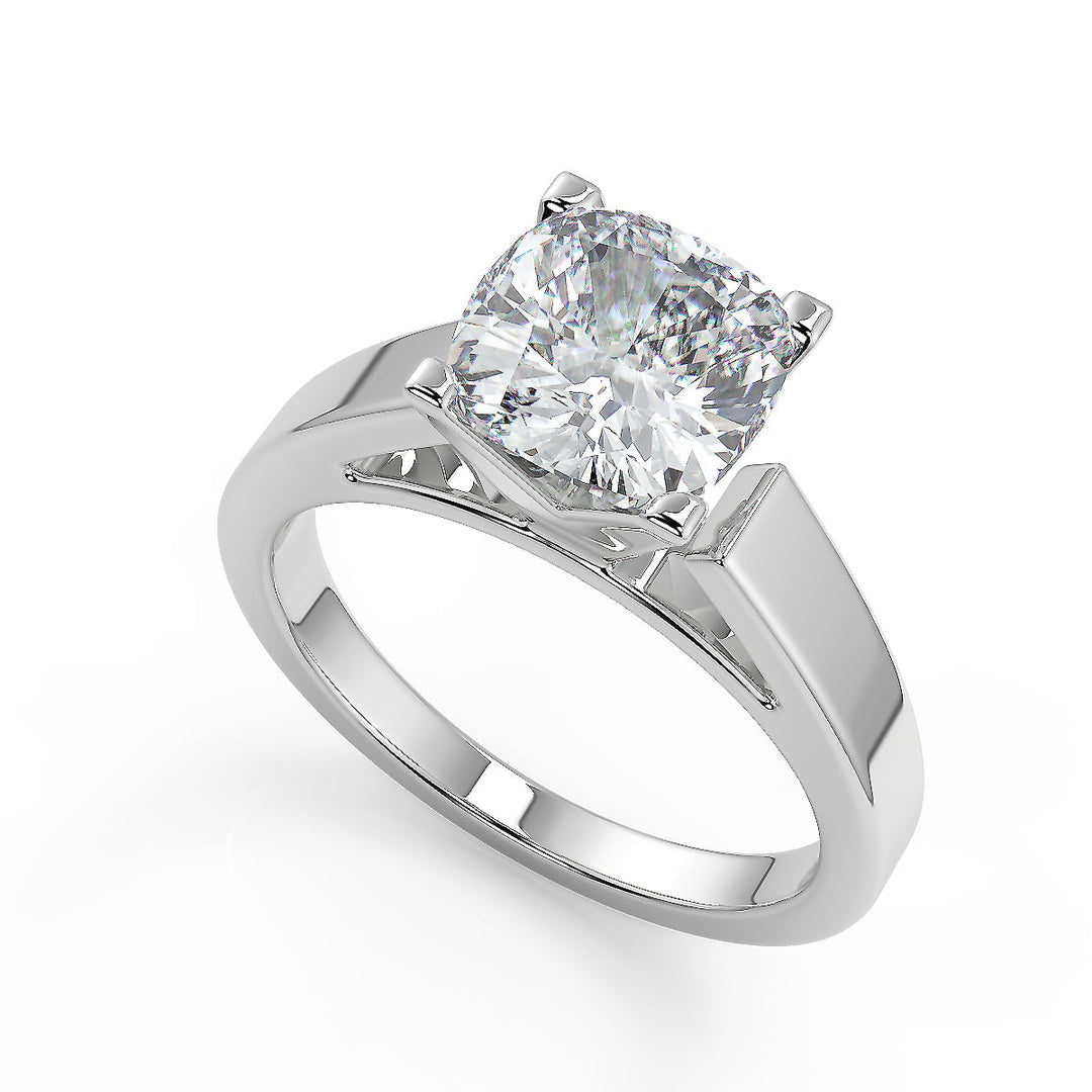 Leah Cathedral Solitaire Round Cut Diamond Engagement Ring