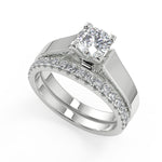 Load image into Gallery viewer, Cloe Cathedral Solitaire Round Cut Diamond Engagement Ring
