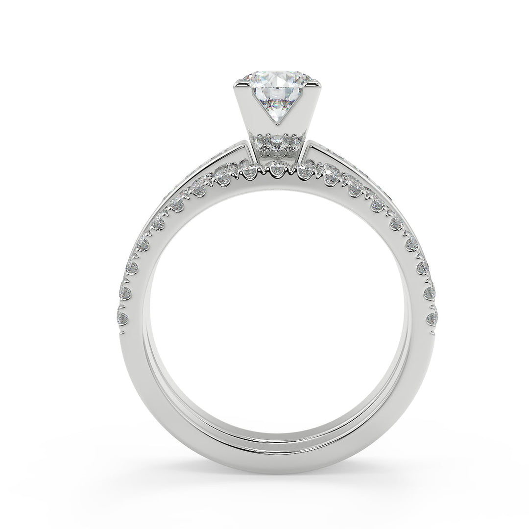 Isabel Four Prong Channel Set Round Cut Diamond Engagement Ring