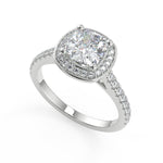 Load image into Gallery viewer, Celeste Halo French Pave Cushion Cut Diamond Engagement Ring
