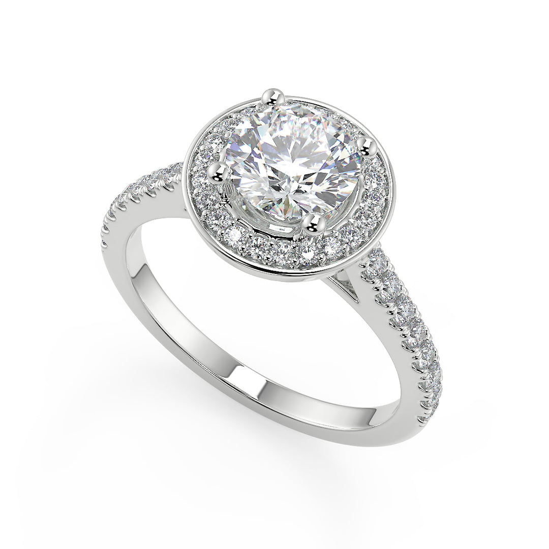 Kathryn Halo French Pave Round Cut Diamond Engagement Ring