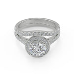 Load image into Gallery viewer, Kathryn Halo French Pave Round Cut Diamond Engagement Ring
