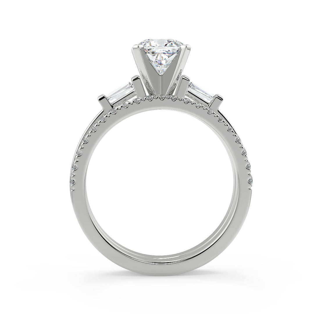 Mariyah Baguette Accents Cushion Cut Diamond Engagement Ring