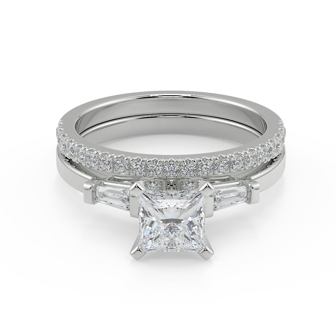 Harper Baguette Accents Princess Cut Diamond Engagement Ring