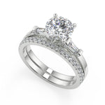 Load image into Gallery viewer, Vanessa Baguette Accents Round Cut Diamond Engagement Ring
