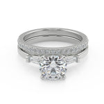 Load image into Gallery viewer, Vanessa Baguette Accents Round Cut Diamond Engagement Ring
