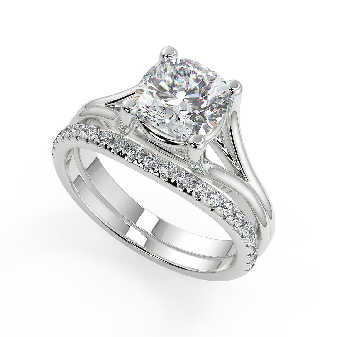 April Split Shank Cushion Cut Diamond Engagement Ring