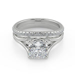 Load image into Gallery viewer, April Split Shank Cushion Cut Diamond Engagement Ring
