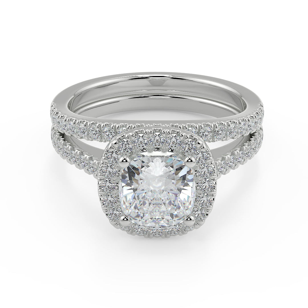 Sydnee Halo Pave Cushion Cut Diamond Engagement Ring