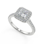 Load image into Gallery viewer, Allisson Halo Pave Princess Cut Diamond Engagement Ring
