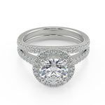 Load image into Gallery viewer, Gillian Halo Pave Round Cut Diamond Engagement Ring
