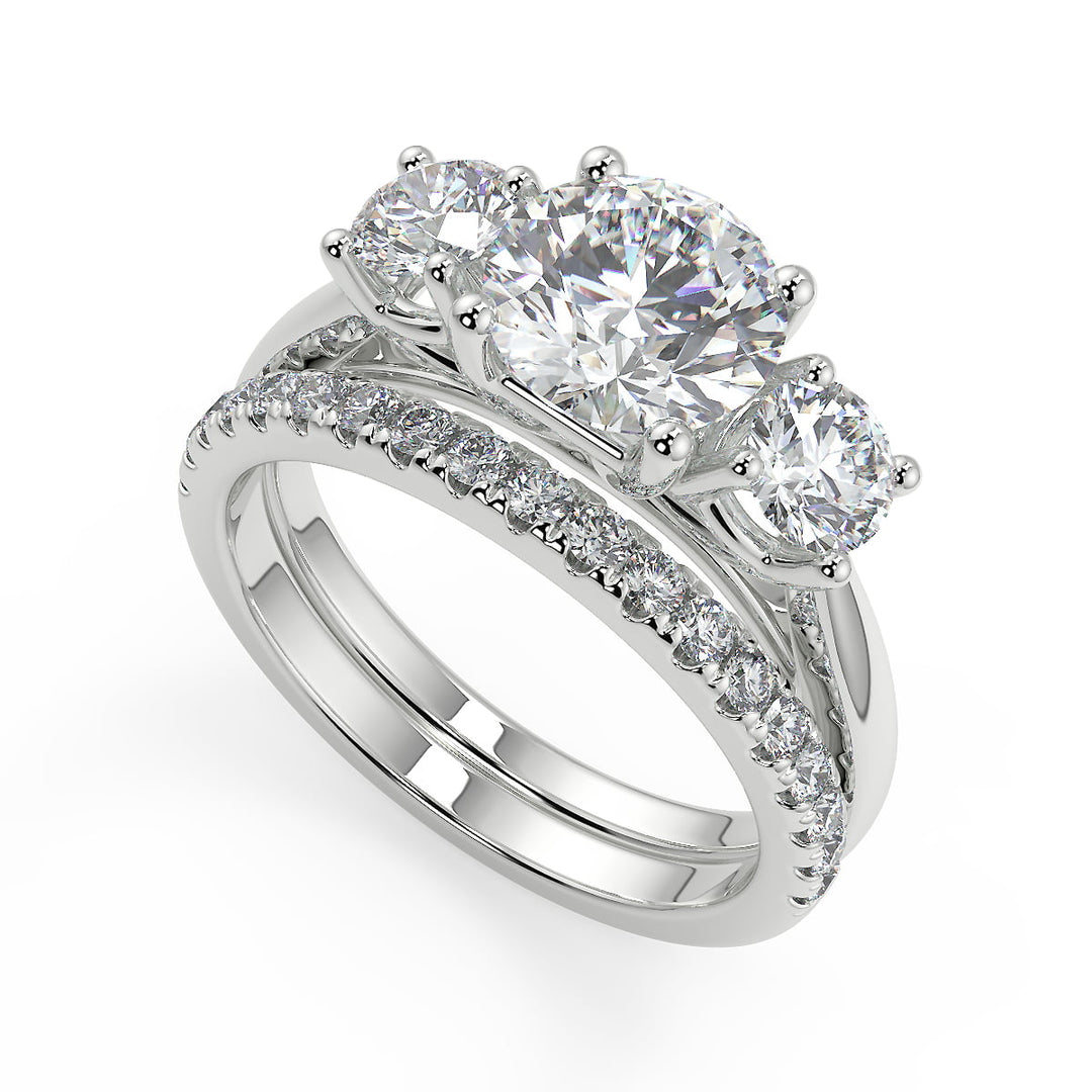 Kristin 3 Stone Solitaire Round Cut Diamond Engagement Ring