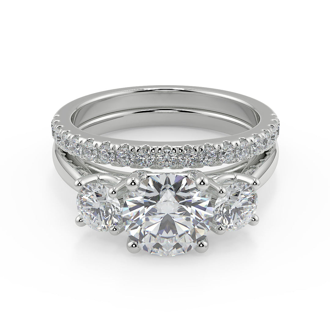 Kristin 3 Stone Solitaire Round Cut Diamond Engagement Ring