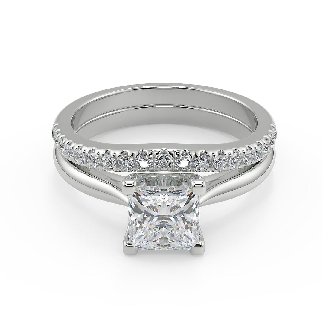 Eileen Squared 4 Claw Solitaire Princess Cut Diamond Engagement Ring