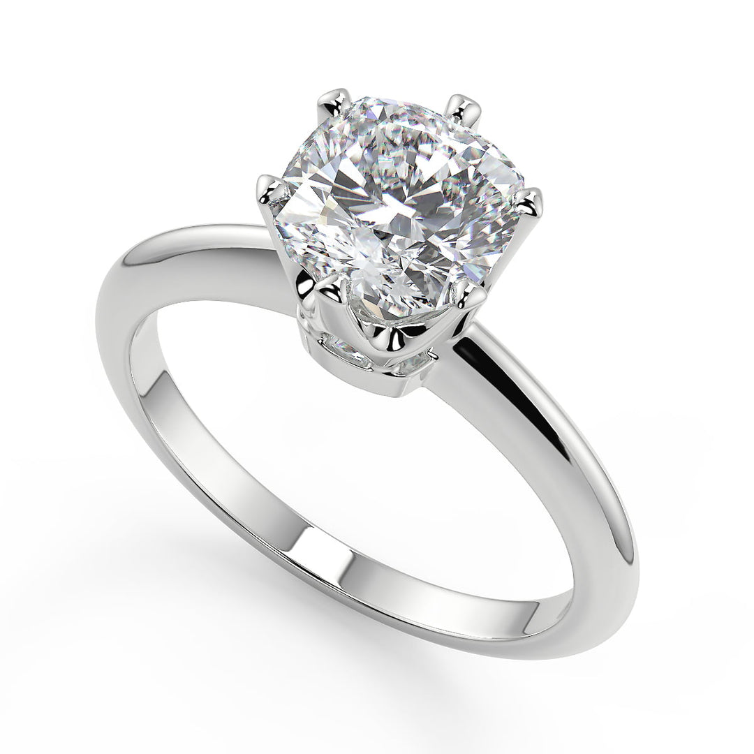 Karley 6 Prong Crown Cushion Cut Diamond Engagement Ring