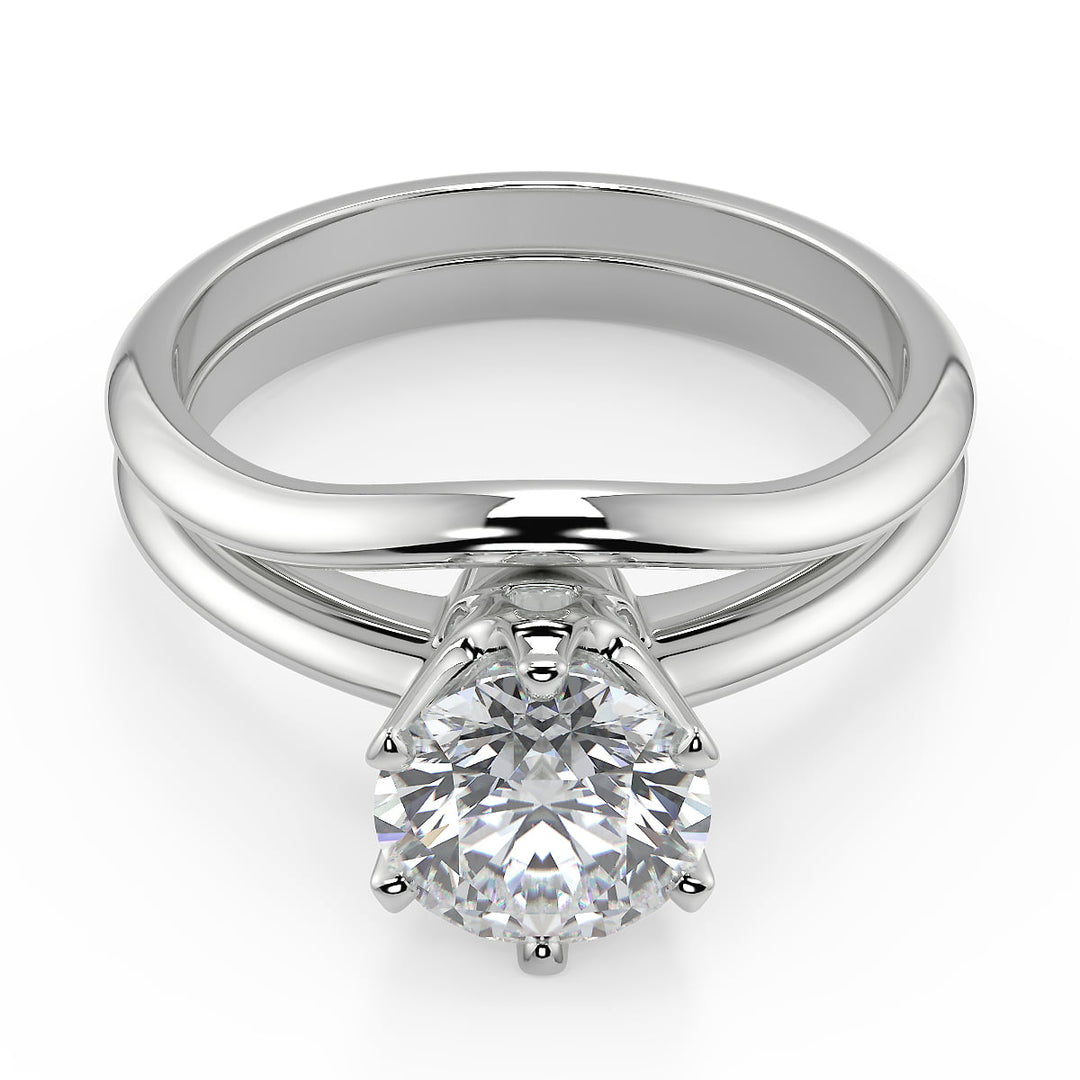 Melody 6 Prong Crown Round Cut Diamond Engagement Ring
