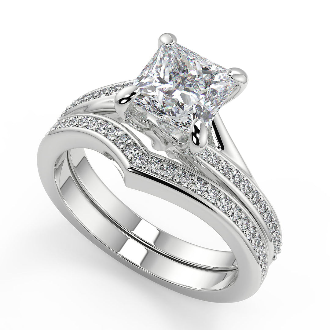 Zaria Bypass Micro Pave Princess Cut Diamond Engagement Ring