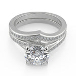 Load image into Gallery viewer, Marely Bypass Micro Pave Modern Round Cut Diamond Engagement Ring
